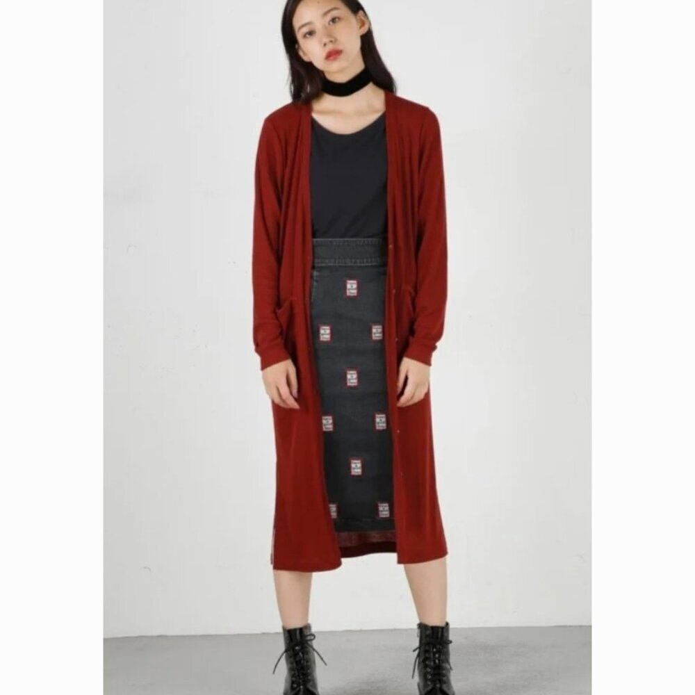 Moussy Long ribbed duster cardigan button up size one size
